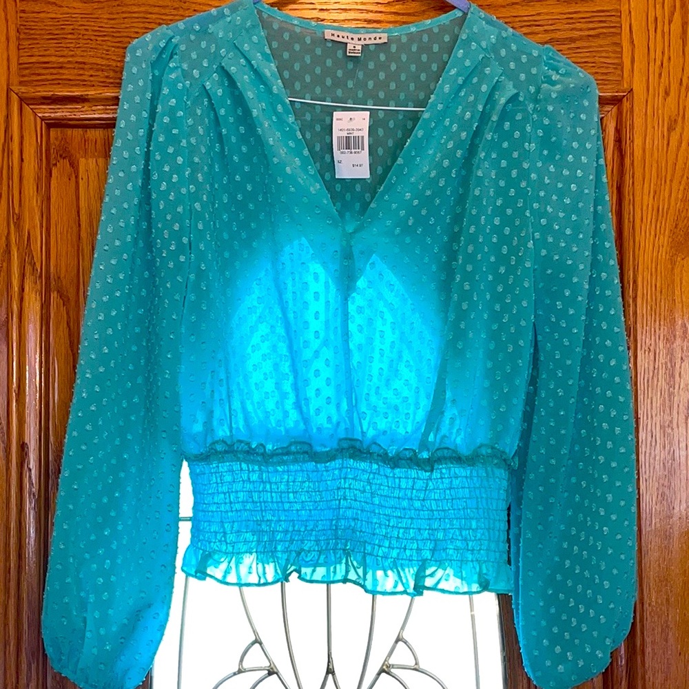 Seafoam Green / Mint Blouse, Sz S, NWT